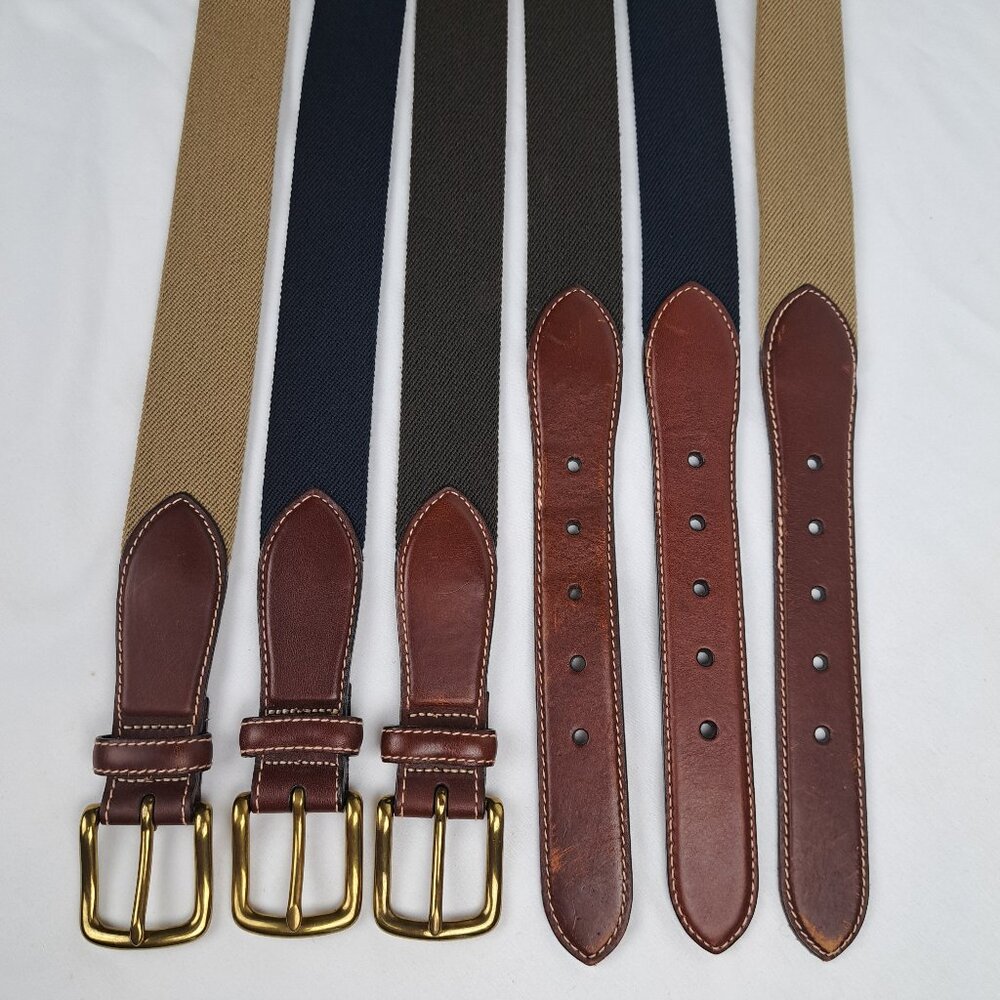 L.L.Bean Comfort Waist Belts Lot of 3: Brown, Navy, Kahki  Size 46